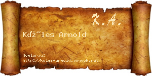 Köles Arnold névjegykártya